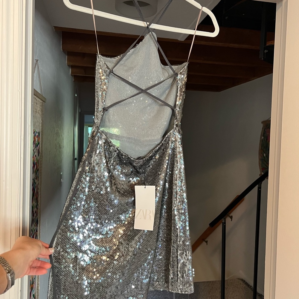 Zara Silver Sequin Mini Dress